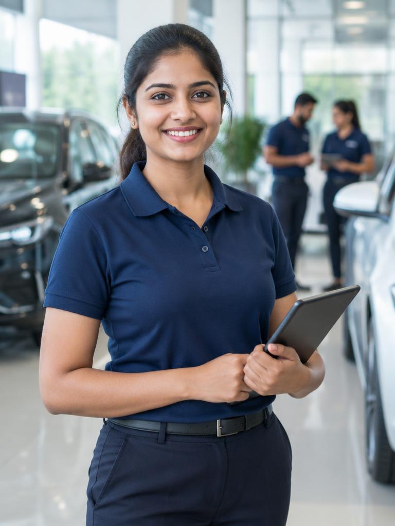 Dealership employee with a tablet